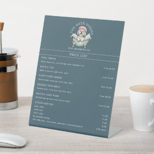Dog Grooming Price List Sign Lhasa Apso Logo