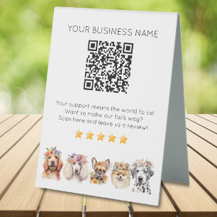 Dog Grooming QR code review YELP  Table Tent