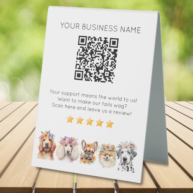 Dog Grooming QR code review YELP  Table Tent (Creator Uploaded)