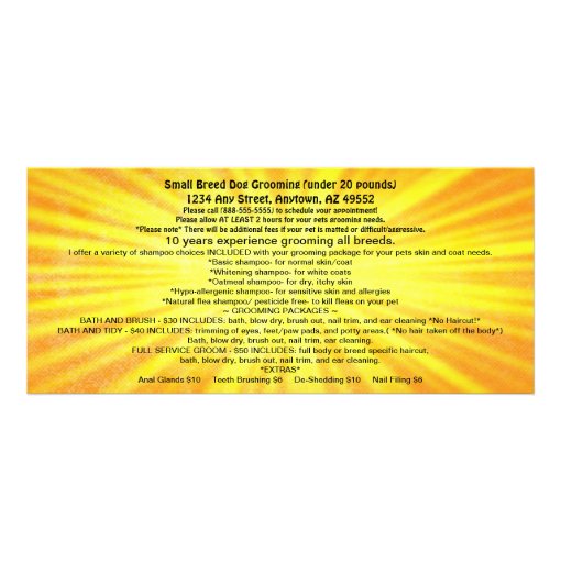 Dog Grooming Rack Cards Zazzle