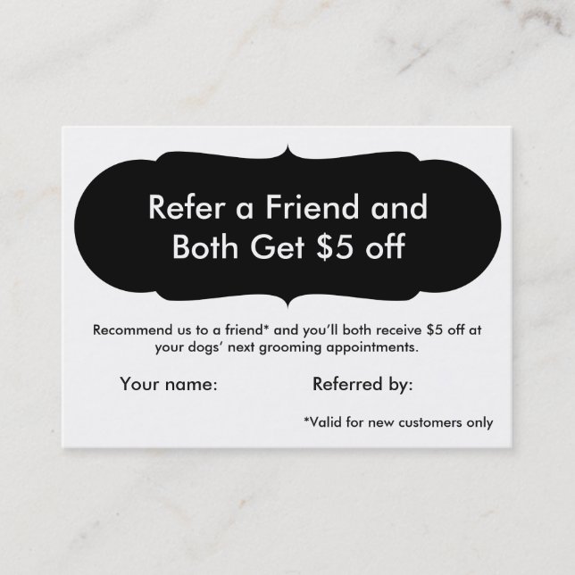 Dog Grooming Referral Card - Personalizable (Front)