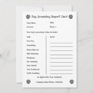 Dog Grooming Report Card