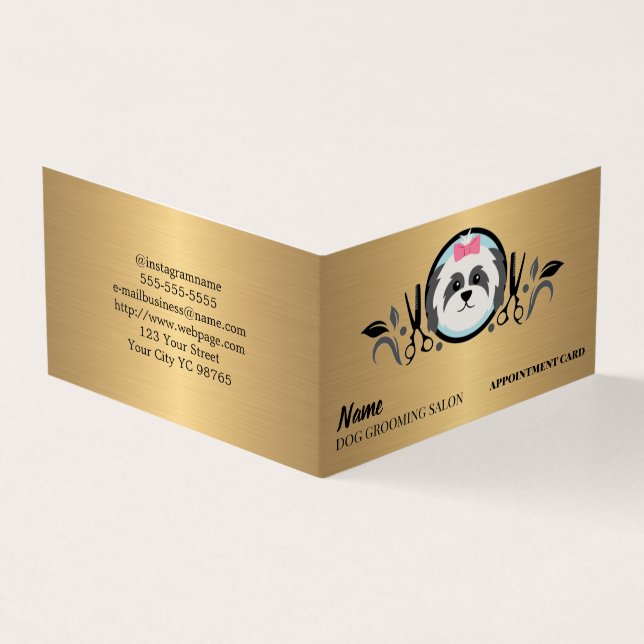 Dog grooming salon Appointment Business Card (Outside)