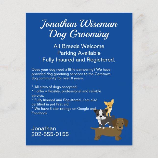 Dog Grooming Salon Business Flyer (Front)