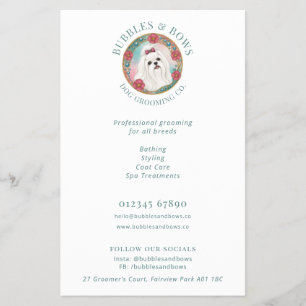 Dog Grooming Salon Cute Maltese Logo Flyer