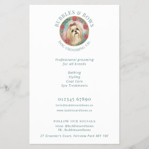 Dog Grooming Salon Flyer Cute Shih Tzu Logo