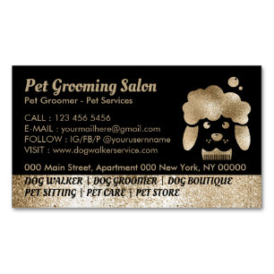 Dog Grooming Salon Gold bath spa Business Card Magnet