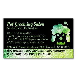 Dog Grooming Salon green bath spa Business Card Magnet