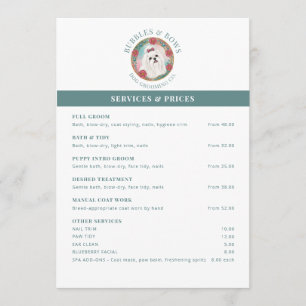 Dog Grooming Salon Price List Cute Maltese Logo Menu