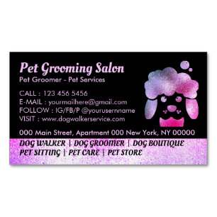 Dog Grooming Salon purple bath spa Business Card Magnet