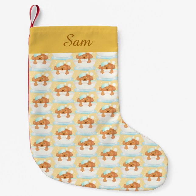 Dog Grooming Salon Small Christmas Stocking (Front)