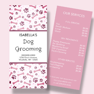 Dog Grooming Service Price List Rack Card