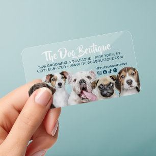 Dog Grooming Service Transparent Pet Sitter Cute Clear Business Cards