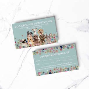 Dog Grooming Sitter Walker Appointment Greenery Business Card