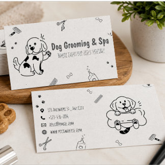 Dog Grooming & Spa Cute Puppy Pet Groomer Business Card