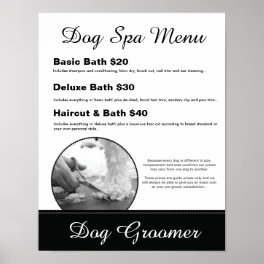 Dog Grooming Spa Menu - Personalizable Poster