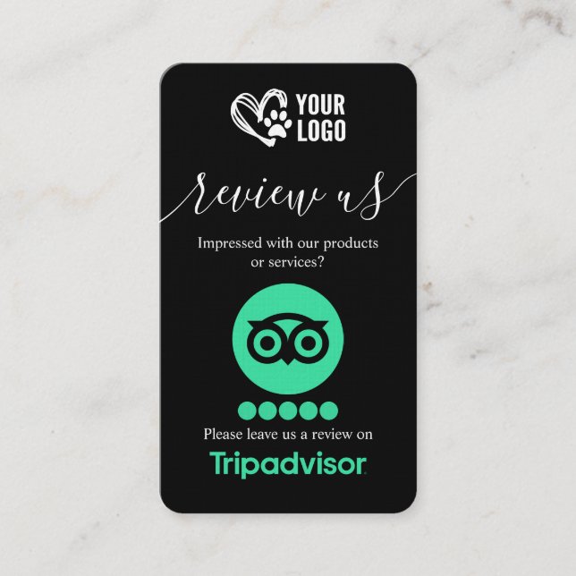 Dog Grooming TripAdvisor Review Request QR Code Business Card (Front)