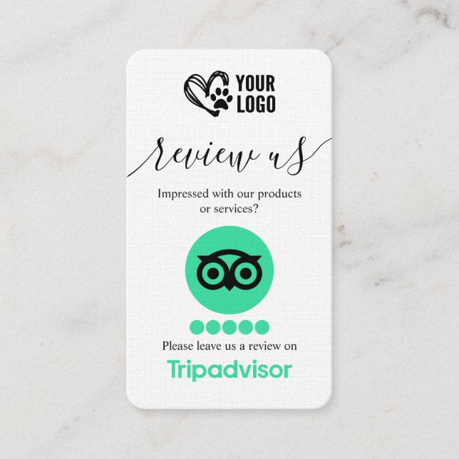 Dog Grooming TripAdvisor Review Request QR Code Business Card (Front)