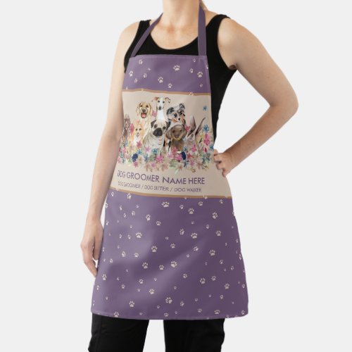 Dog Grooming Veterinary Salon Purple Apron