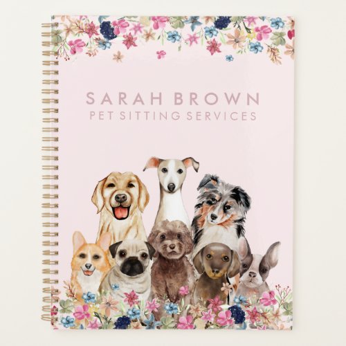 Dog Grooming Walking Small Pet Business Pink Planner