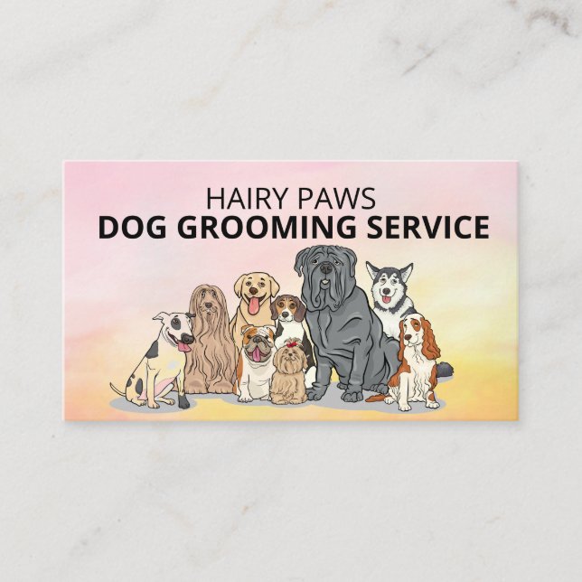 Dog Grooming Watercolor Business Card (Front)