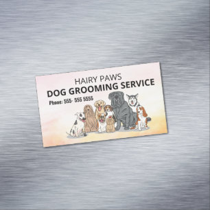 Dog Grooming Watercolor Business Card Magnet