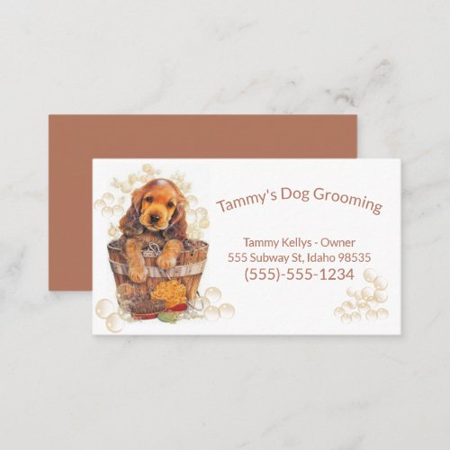 Dog grooming With A dog in Bubbles  Business Card