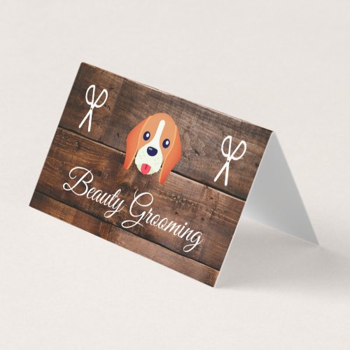 Dog Grooming Wood Panels Business Card