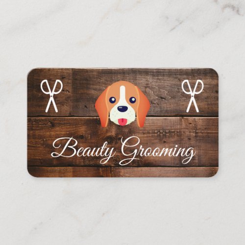 Dog Grooming Wood Panels Business Card