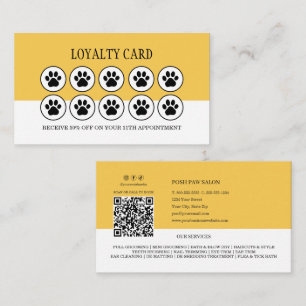 Dog Grooming Yellow Loyalty Card Pet Salon