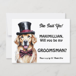 Dog groomsman golden retriever labrador grooms  postcard