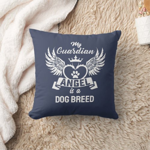 Dog Guardian Angel Custom Dog Breed Throw Pillow