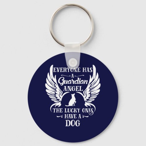 Dog guardian angel typography keychain