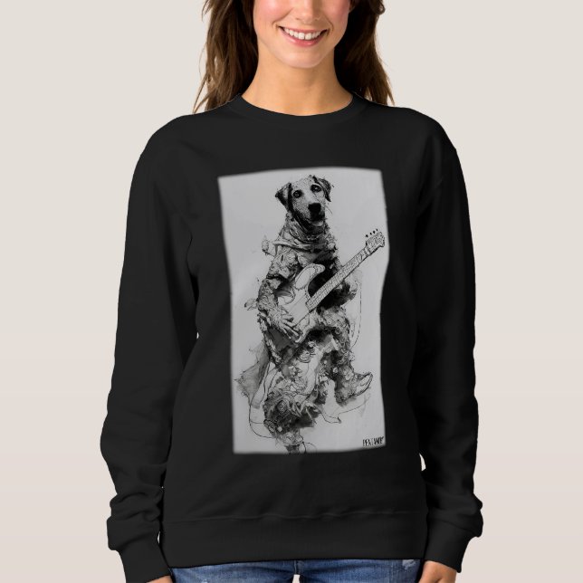 Dog Guitar Pet Musician Dog Love Natural_1 Sweatshirt (Front)