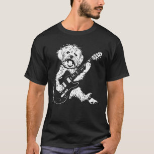 Dog Guitarist Guitar - Maltipoo Dad Mom T-Shirt