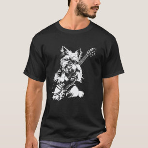 Dog Guitarist Guitar - Teacup Yorkie Dad Mom T-Shirt