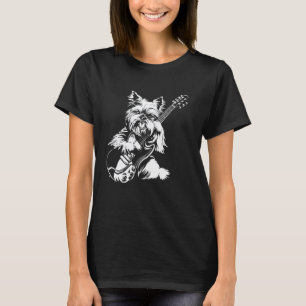 Dog Guitarist Guitar - Teacup Yorkie Dad Mom T-Shirt
