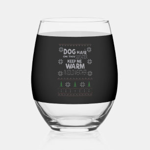 Dog Hair Christmas Sweater Essential T-Shirt Stemless Wine Glass
