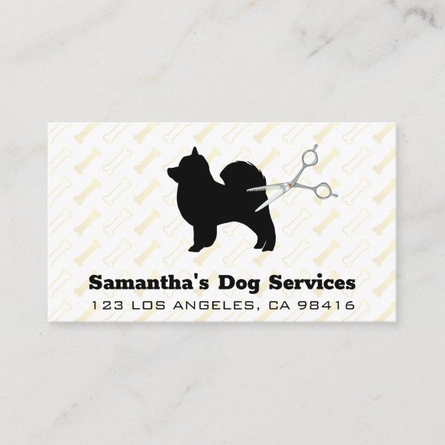 Dog Hair Cuts | Bones Pattern Business Card (Front)
