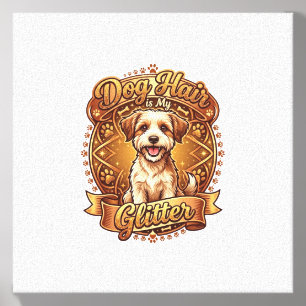 Dog Hair Is Glitter Fluffy Gold Ribbon_1 Canvas Photo Tile