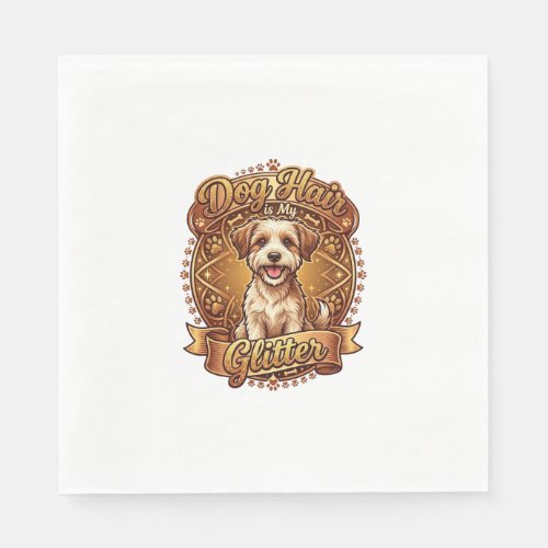 Dog Hair Is Glitter Fluffy Gold Ribbon_1 Napkins