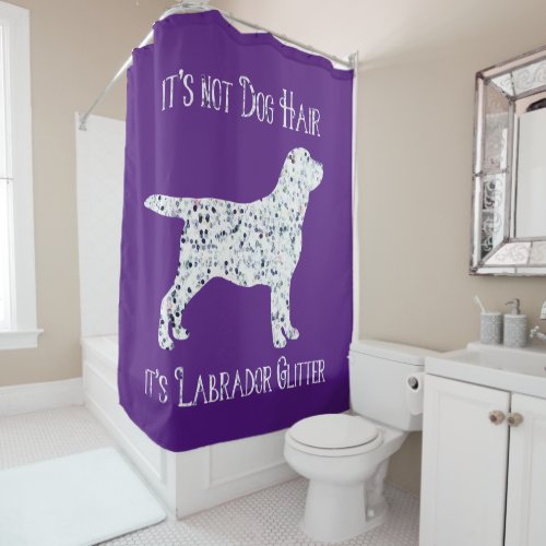 Dog Hair Labrador Glitter _ Purple _ Yellow Lab Shower Curtain