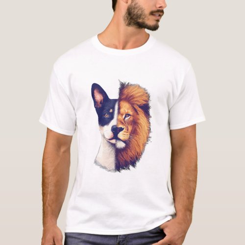dog half Lion animal art T_Shirt