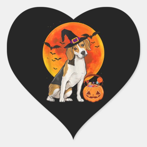 Dog Halloween Beagle Jack O Lantern Pumpkin Tank Heart Sticker
