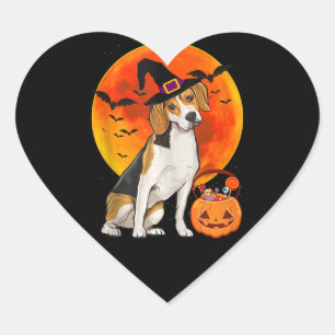 Dog Halloween Beagle Jack O Lantern Pumpkin Tank Heart Sticker