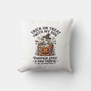 Dog Halloween Candy Night Throw Pillow