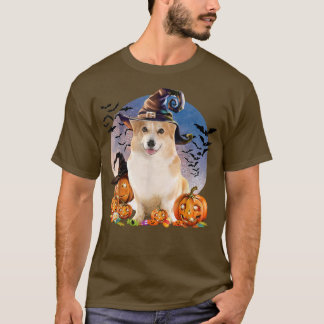 Dog Halloween Corgi Jack O Lantern Pumpkin Moon  T-Shirt