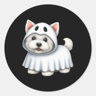 Dog Halloween Costume Ghost West Highland Terrier Classic Round Sticker
