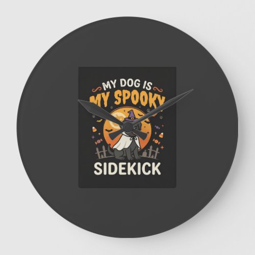 Dog Halloween Costume Night Large Clock