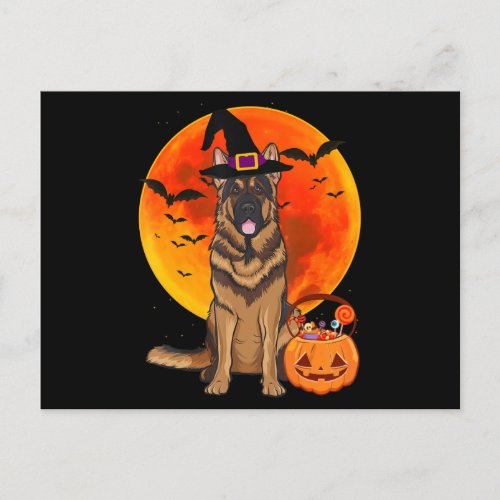 Dog Halloween German Shepherd Jack Lantern Pumpk Invitation Postcard
